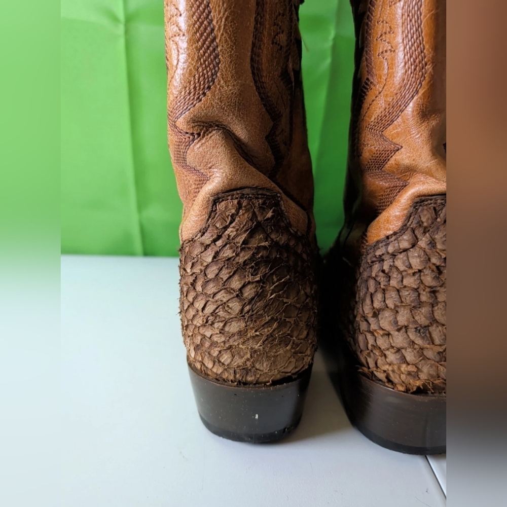 Dan Post Cowboy Boots Western Leather dorsal sea bass Men Size 8 D Style 283 - Picture 5 of 8